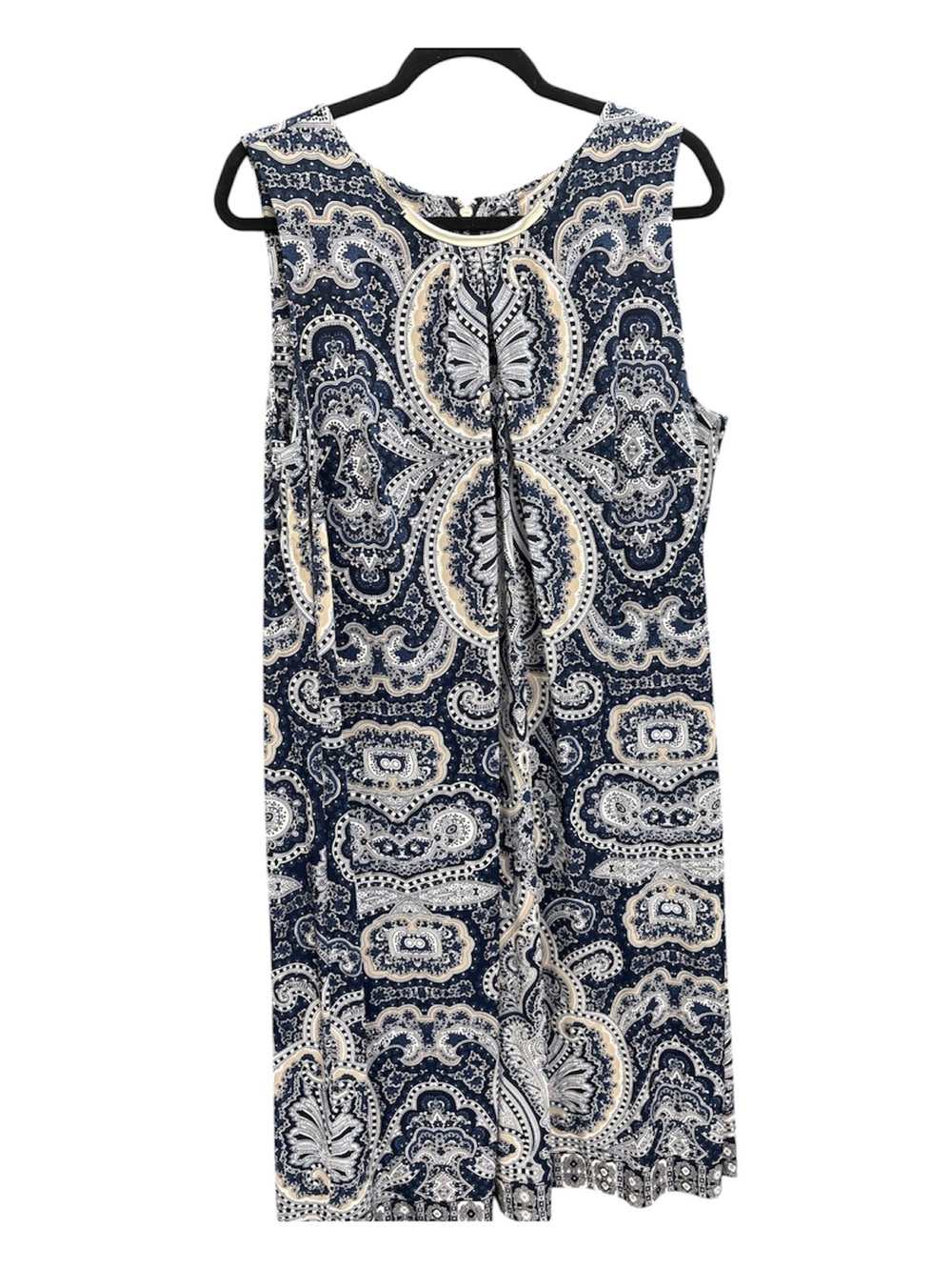 INC International Concepts Navy and Cream Paisley Midi Dress